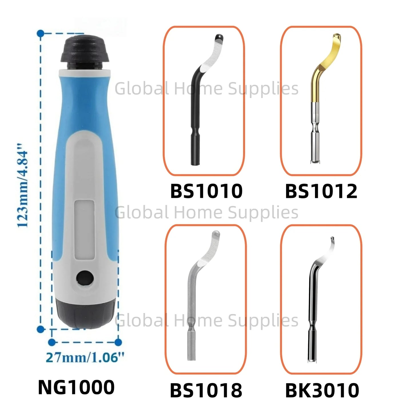Entgratungswerkzeug mit 1 Griff und 4 Klingen aus Schnellarbeitsstahl
