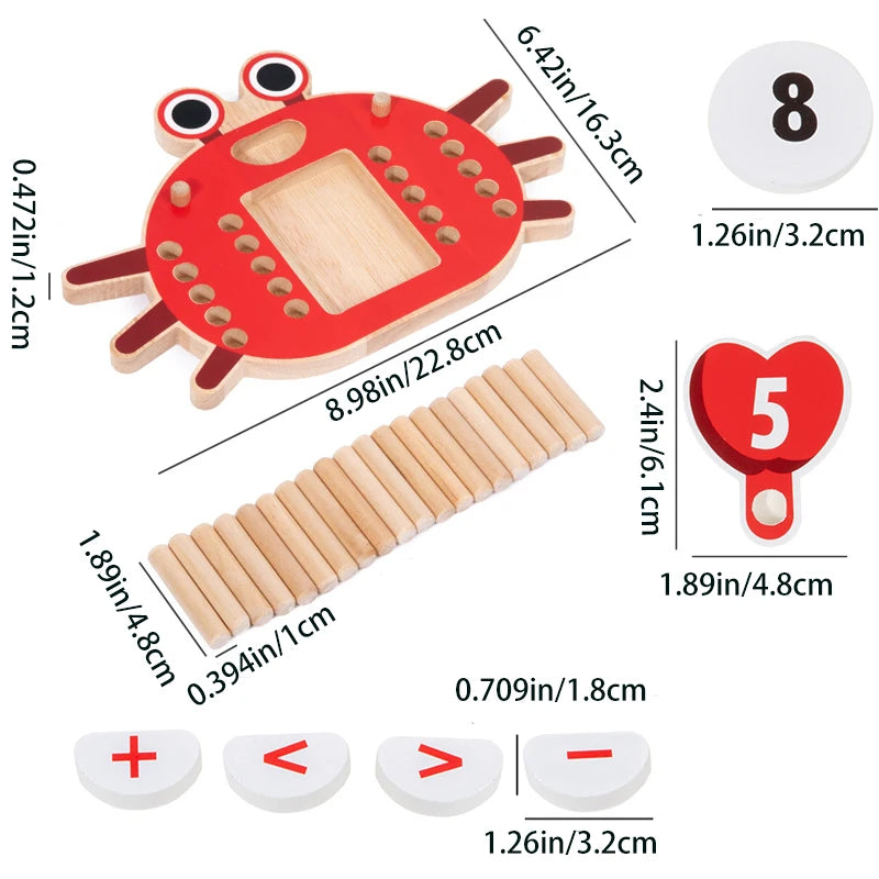 Hölzernes Mathematik Lernspielzeug mit Krabben Zähler für Kinder