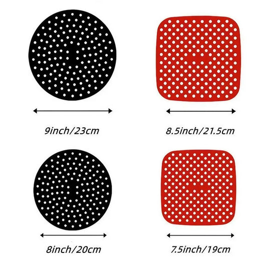 Silikon Heißluftfritteusen-Einlage perforiert rund - quadratisch 7,5-9 Zoll