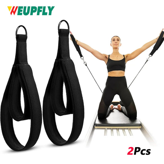2er Set weich gepolsterte Pilates Gurte mit D-Ring für Reformer und Yoga