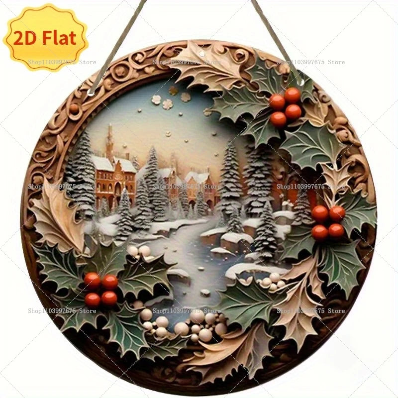 Dekorativer Holz Wandbehang mit festlichem Weihnachtsmotiv zur Gestaltung