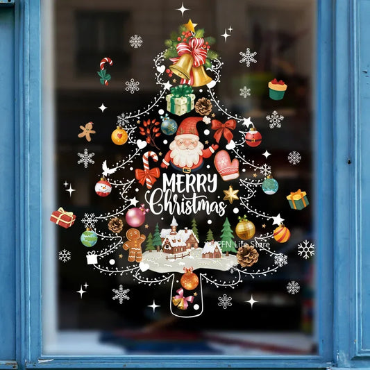 Weihnachten Fenster Aufkleber Santa Baum PVC Wohnzimmer Deko
