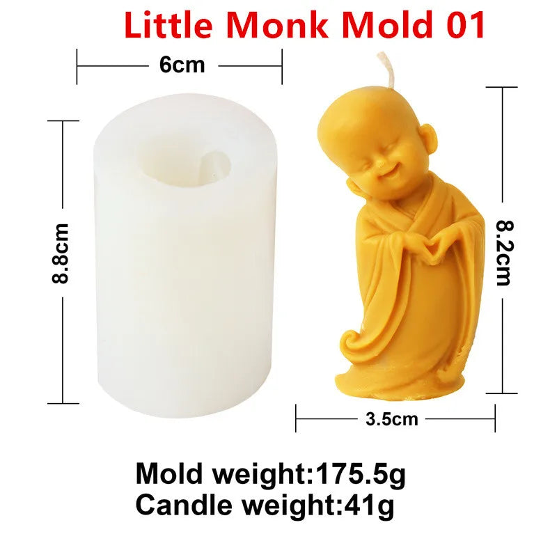 3D Silikon Kerzenform Kleine Buddha Mönch für DIY Dekoration