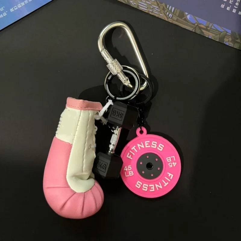 3D Mini Boxhandschuhe Schlüsselanhänger mit Karabiner und Schloss Dekor