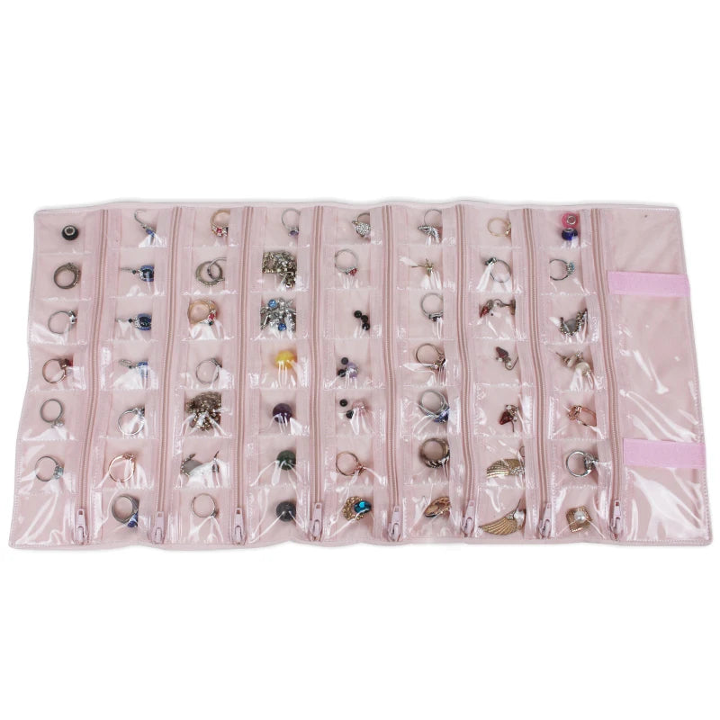 Faltbarer Schmuck Organizer aus Samt mit Reißverschluss für Reisen