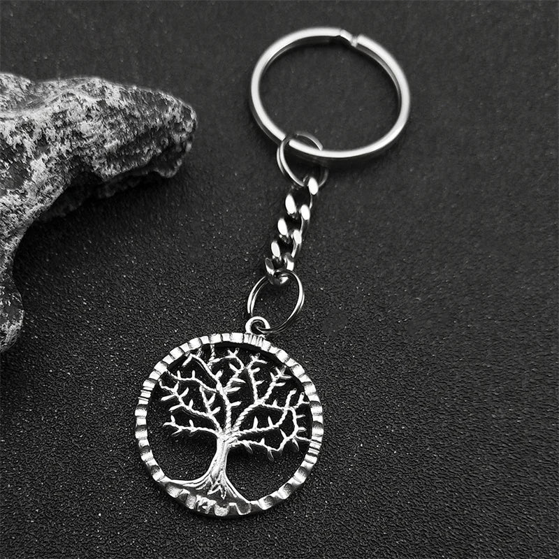 Baum des Lebens Schlüsselanhänger aus Edelstahl Silber Unisex Geschenk