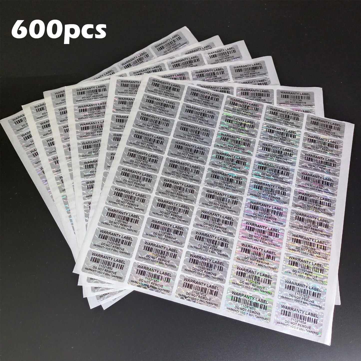 Manipulationssichere holografische Aufkleber mit Barcode 3x15 cm