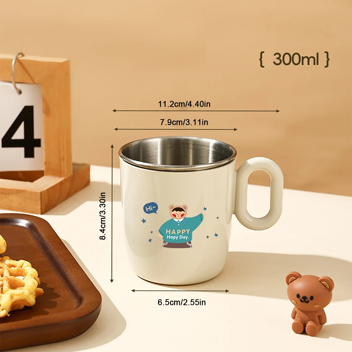 Doppelwandige Edelstahl Kaffeetasse mit Griff und abnehmbarem Mini-Becher