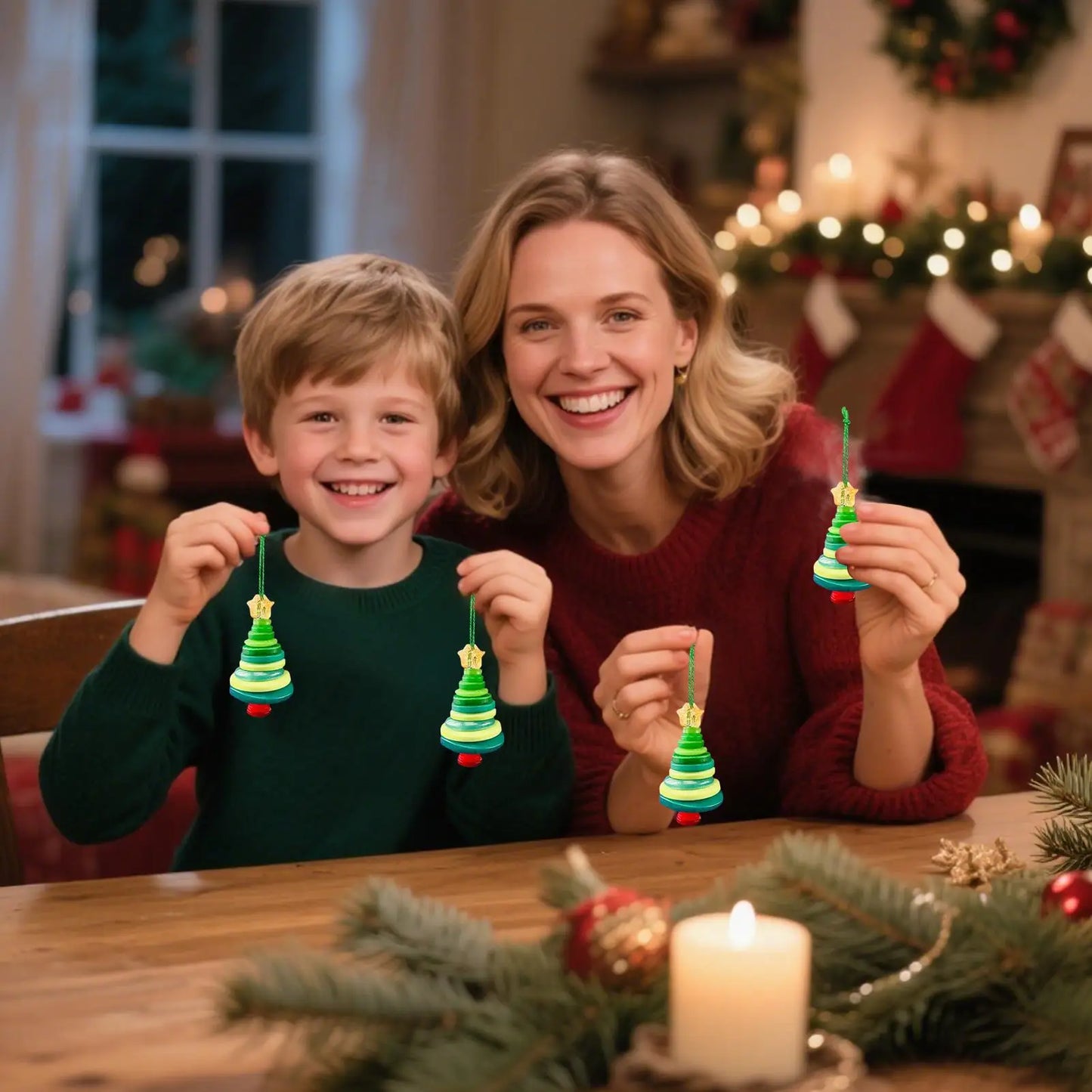 DIY Weihnachtsanhänger Set aus Knöpfen für festliche Dekoration