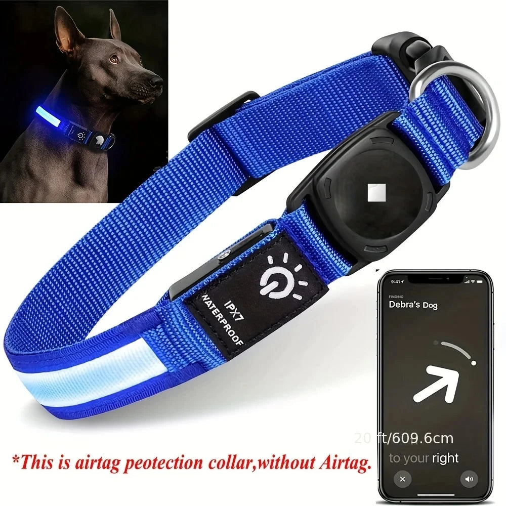 LED Airtag Hundehalsband wasserdicht USB für Sichtbarkeit und Ortung