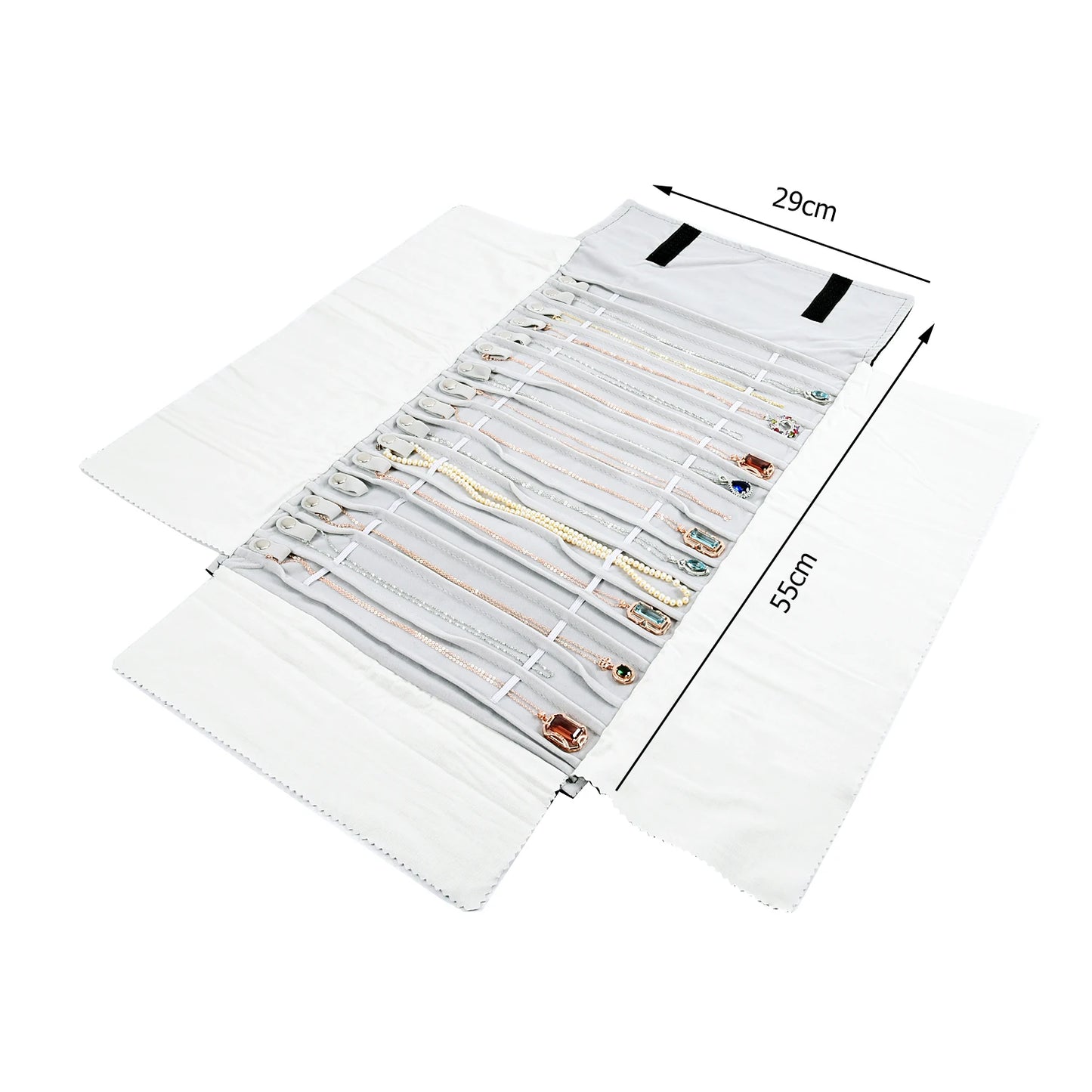 Eleganter Reise Schmuck Organizer aus Samt – Aufrollbar & Faltbar