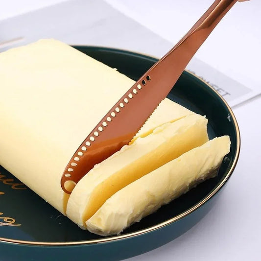 Vielseitiger 3in1 Edelstahl-Butterverteiler in Silber - Gold – Schneiden - Streichen leicht gemacht