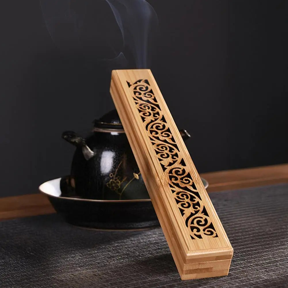 Bambus Räucherstäbchenhalter mit Aschefänger für Meditation-Yabubestshop