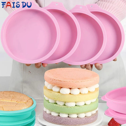 Silikon Kuchenform Set 4 6 8 Zoll Runde Backformen für Mehrschicht Kuchen