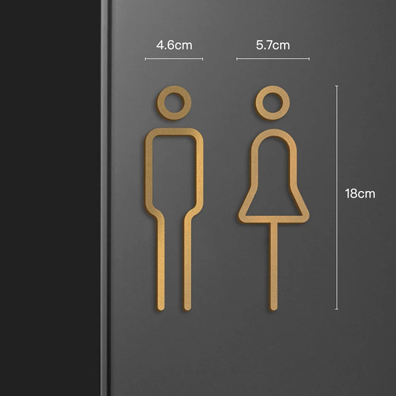 Elegantes WC-Schild Schwarz Gold aus Acryl – stilvolle Türkennzeichnung, 2er Set