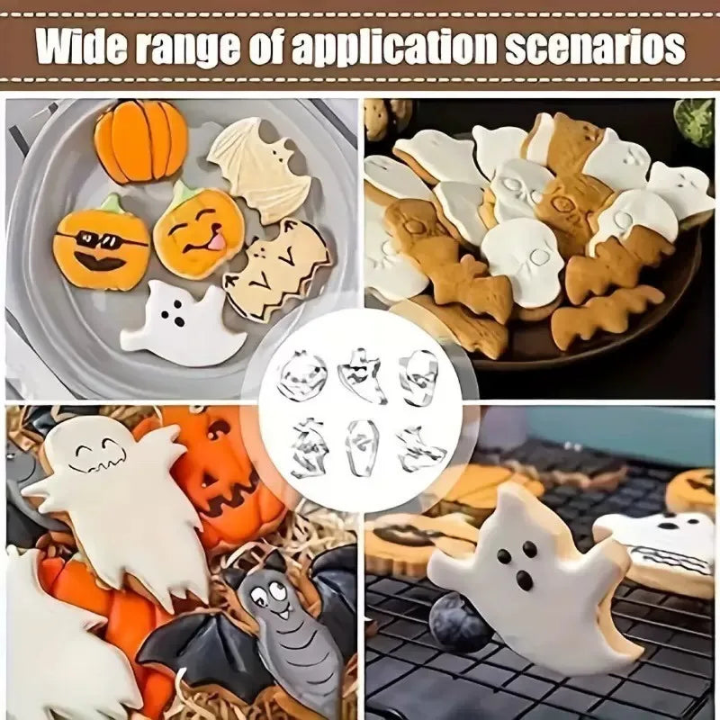 6-teiliges Halloween Keksausstecher Set Edelstahl mit Kürbis Schädel Motiven