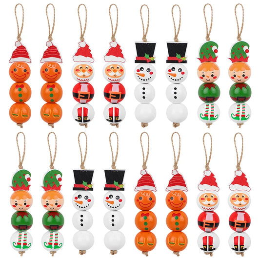 48/80 Stück Weihnachts-Holzperlen-Set mit Santa, Lebkuchenmann und mehr