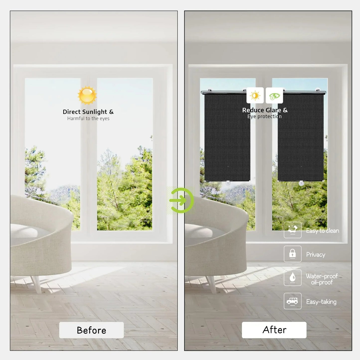 Rollos Heimjalousien Fenster Verdunkelung Sonnenschutz nagelfrei Auto Schlafzimmer