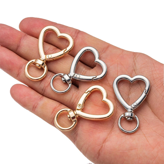 5er Set drehbare Metall-Karabiner mit Herzverschluss für Schmuck DIY