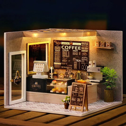 Kreatives DIY Puppenhaus Holzmodell für detailreiche Miniaturszenen