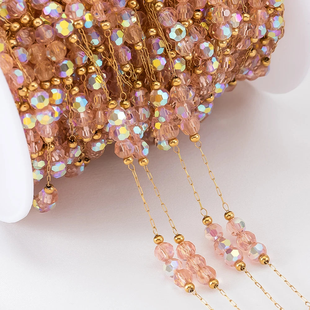 Edelstahl Perlenkette 1 Meter mit Farbverlauf für DIY Schmuck