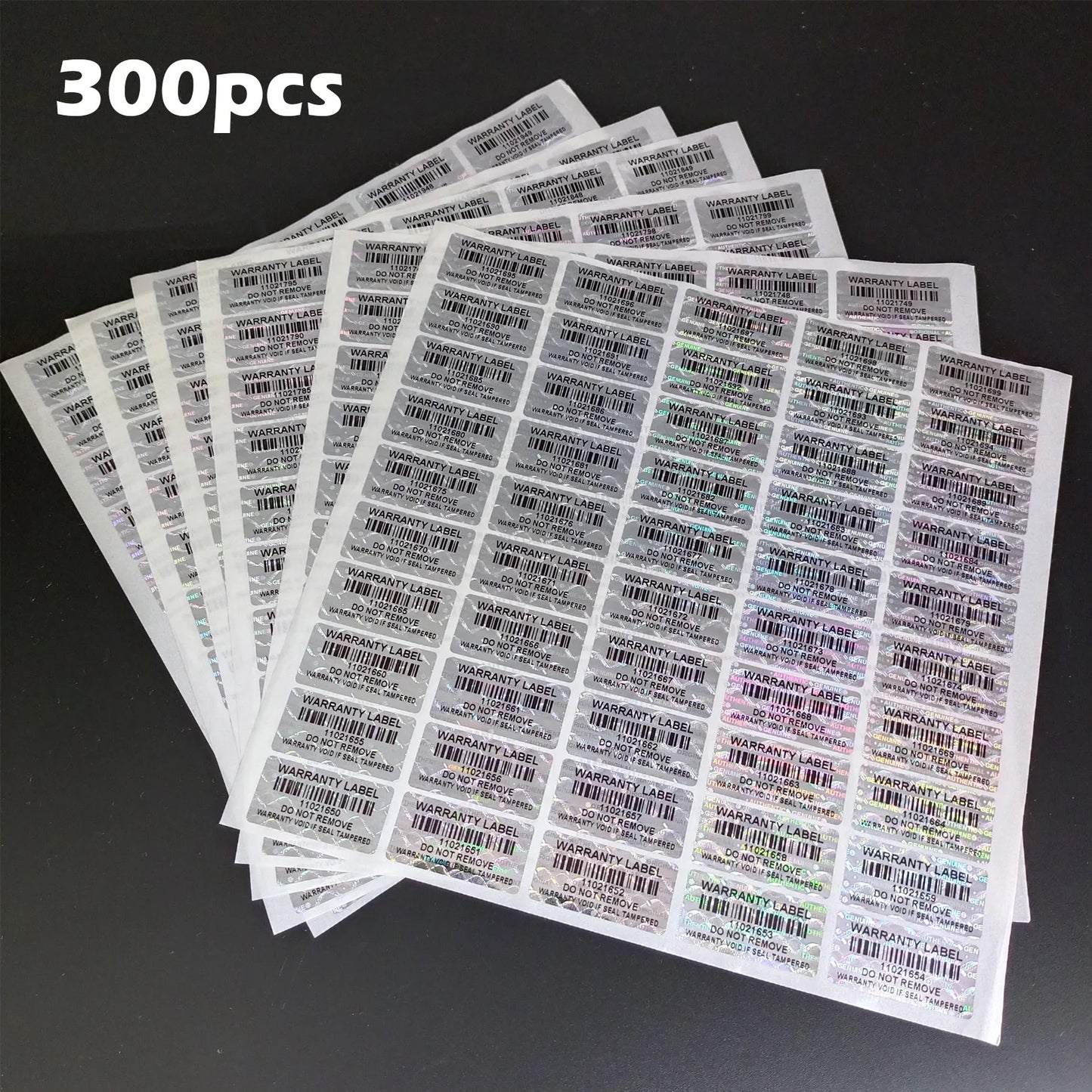 Manipulationssichere holografische Aufkleber mit Barcode 3x15 cm