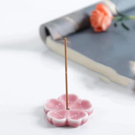 Keramik Weihrauch Stick Brenner mit Kirschblüten-Design und Aschefänger