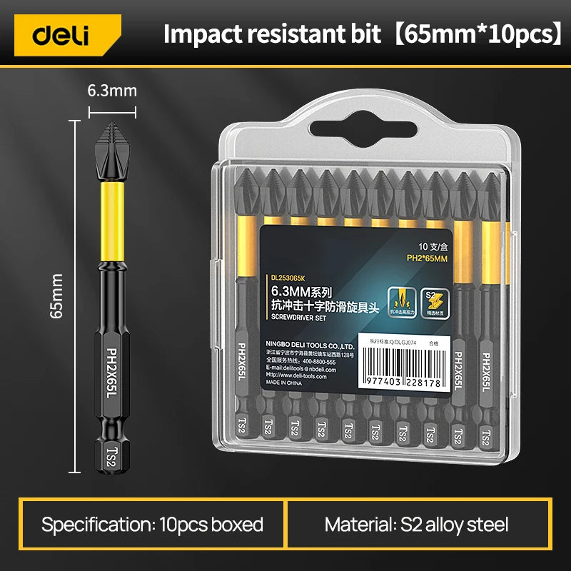 Rutschfestes PH2 Kreuzschraubendreher-Bit-Set mit starkem Magnet