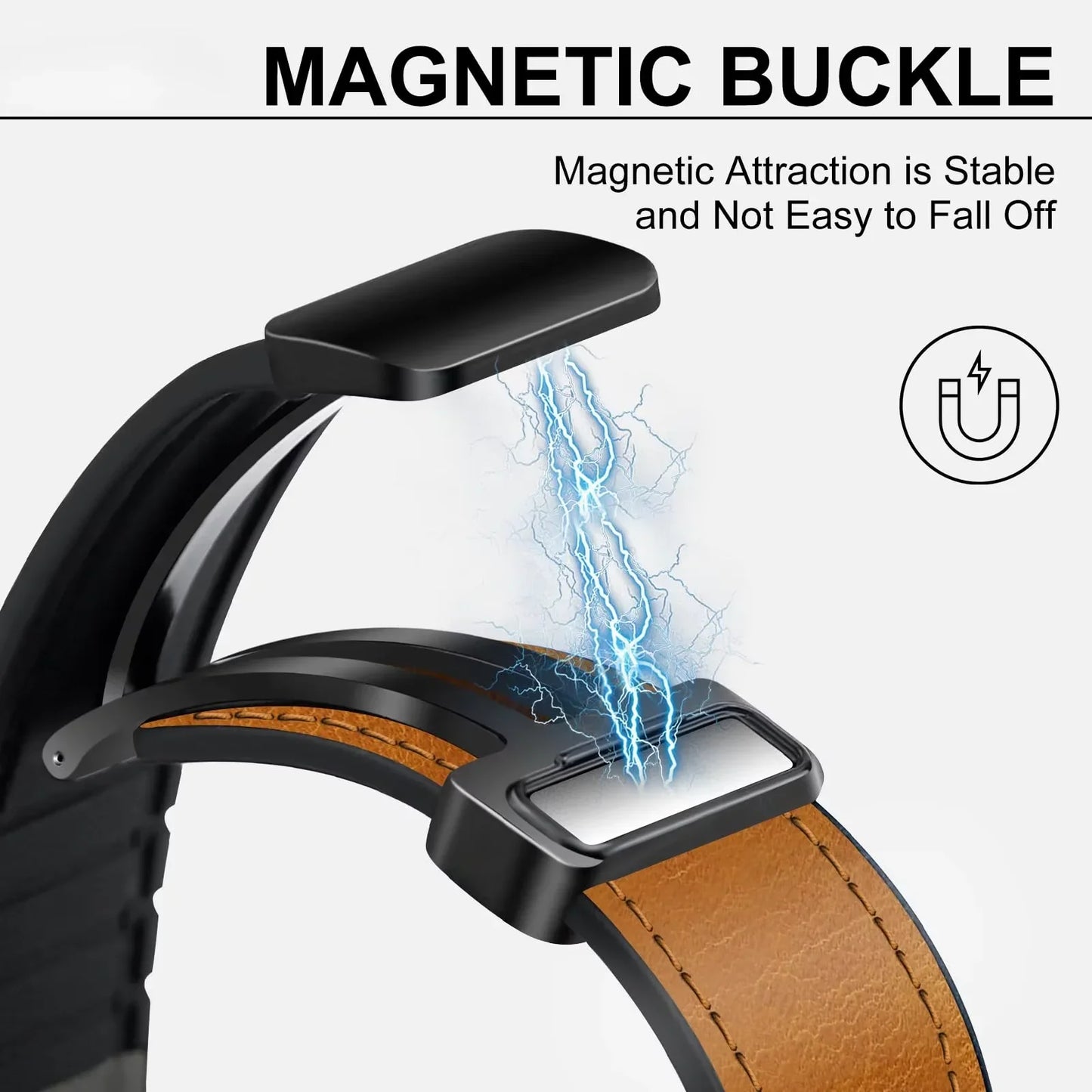 Magnetisches 20/22mm Leder - Silikon Uhrenarmband für Smartwatches