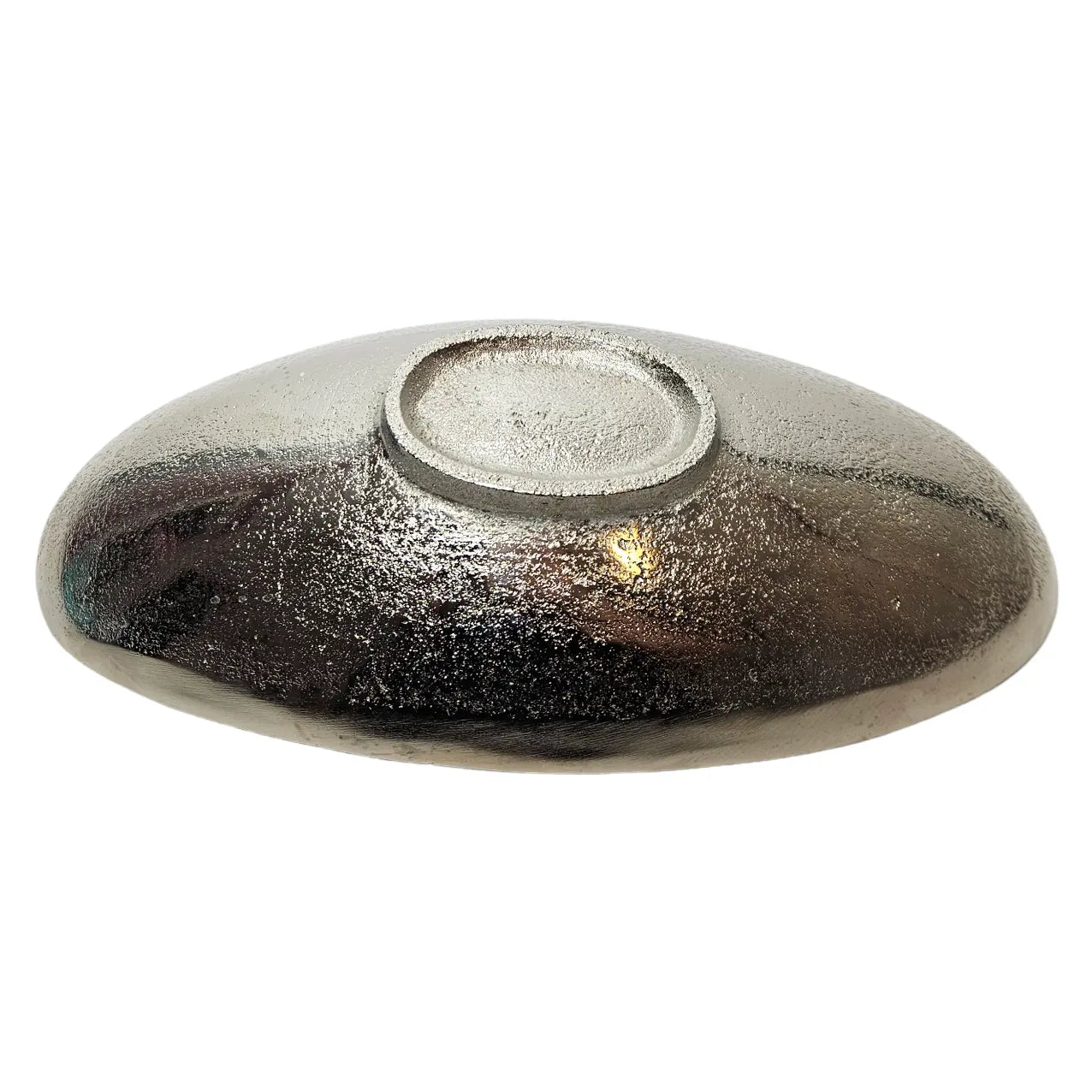Dekoschale Metall silber Schale Metallschale oval Deko Tischdeko Länge 34 cm