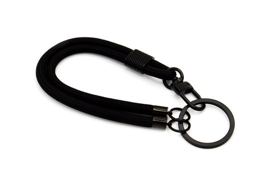 Schlüsselanhänger aus Seil mit flexiblem Karabiner in Schwarz Silber oder Gold-29drops