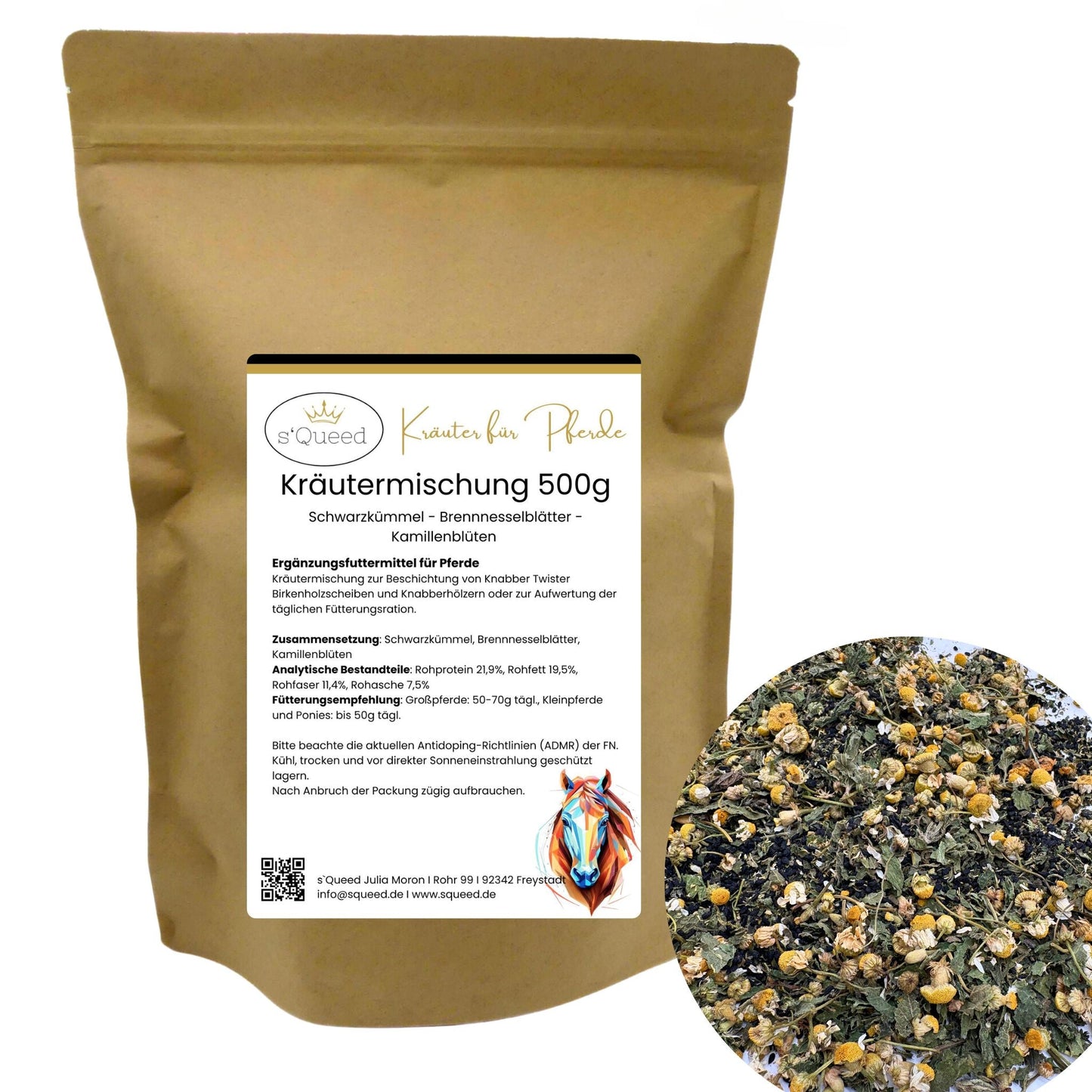 500g natürliche Kräutermischung zur Beschichtung von Pferde Knabberholz