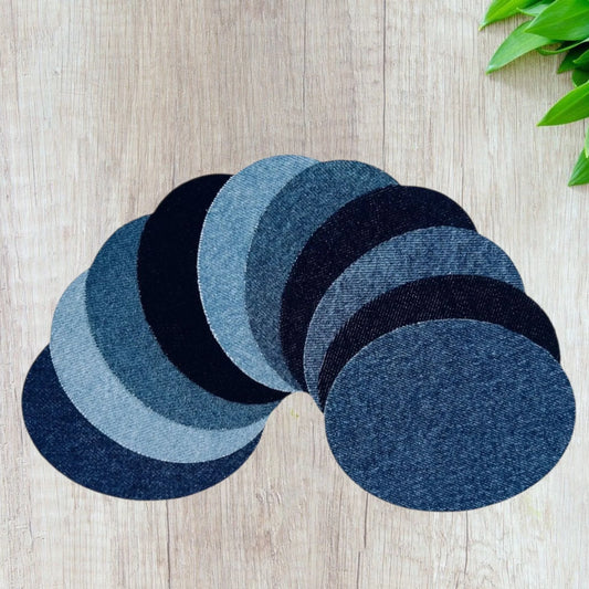 10x Bügelflicken Jeansflicken oval Set 8,5x11cm / Sparpack ab 0,85 €/Stück