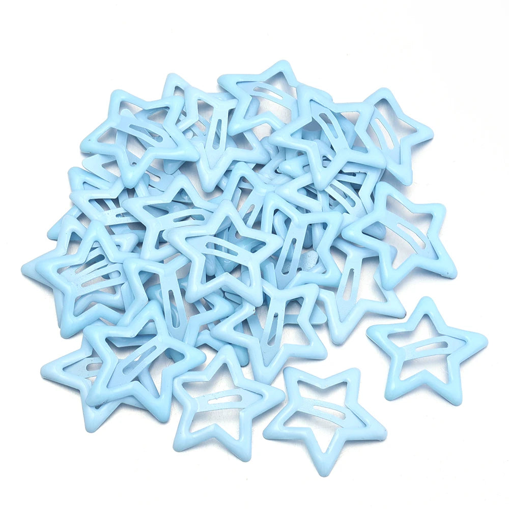 50er Set Bunte Stern Haarspangen Metall Snap Clips für Mädchen Frauen