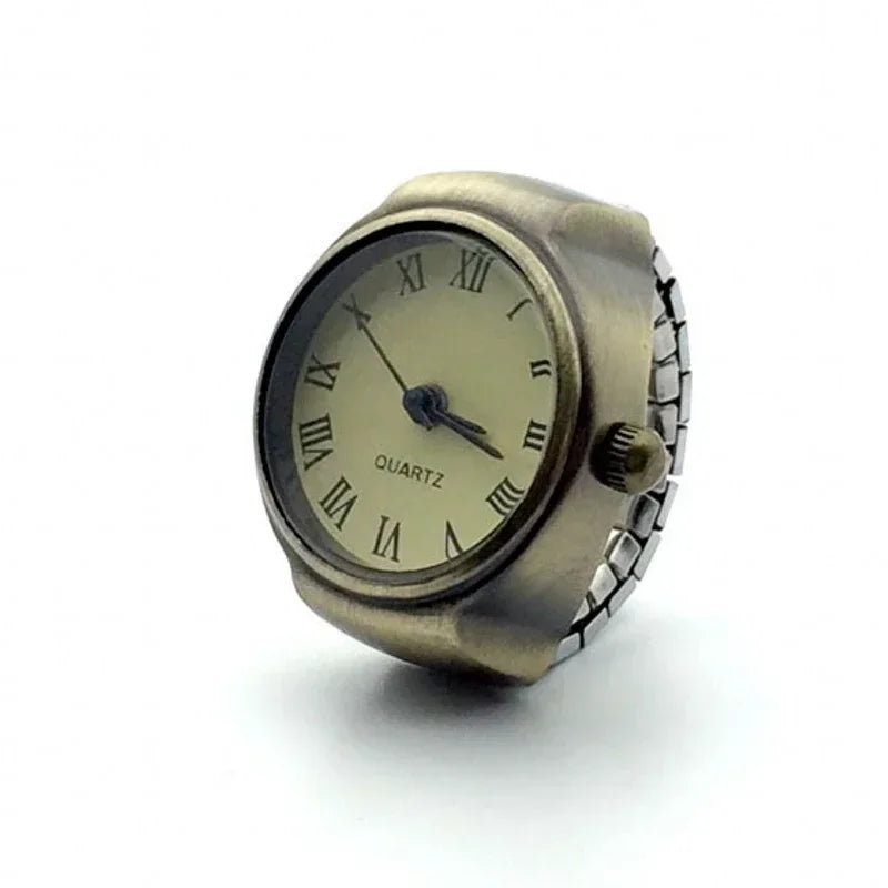 Mini Fingeruhr mit elastischem Band – Vintage Design für Damen - Herren