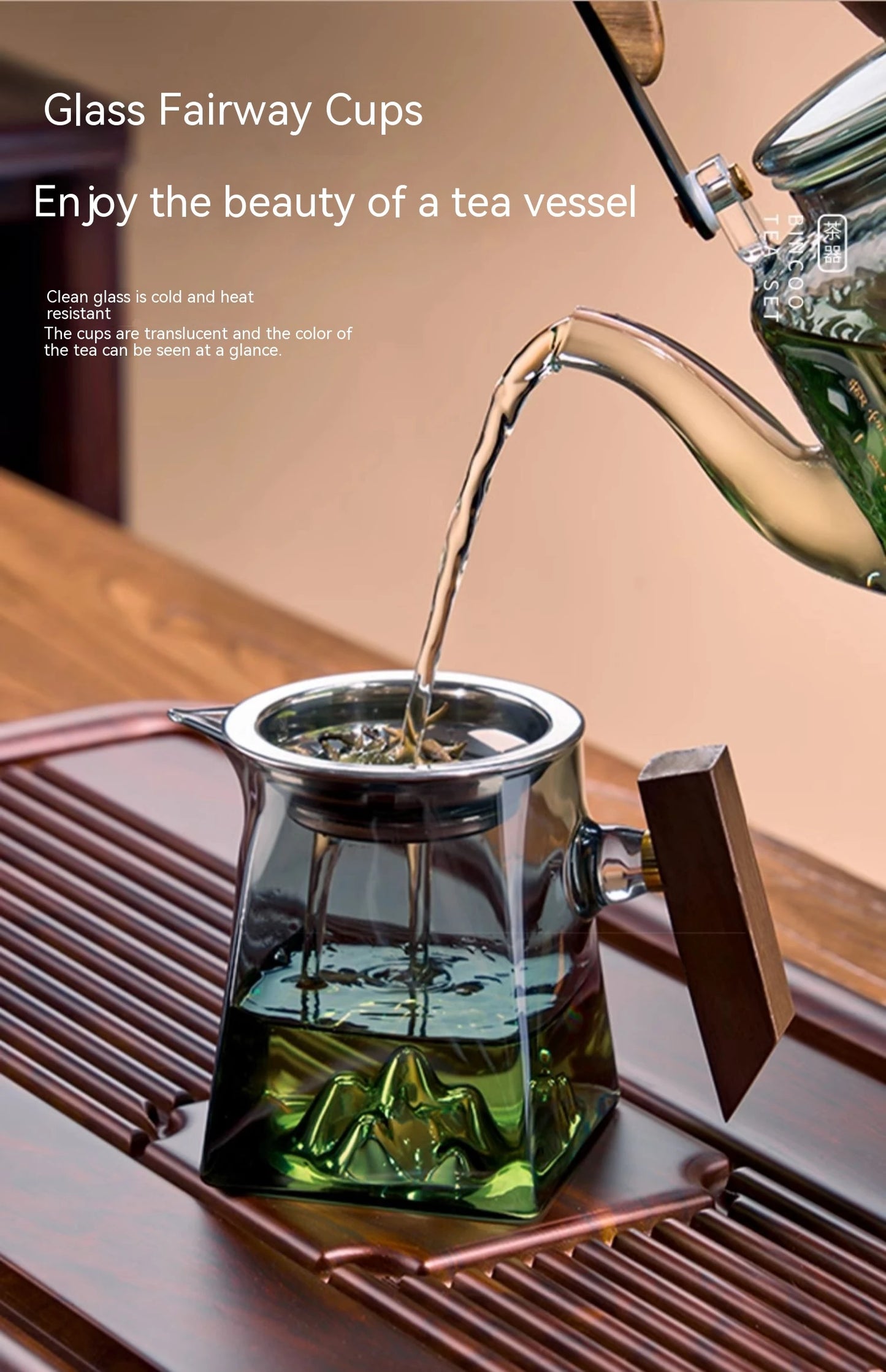 GIANXI Teetasse 350 ml Pyrex Tee-Set mit Griff und Filter handcrafted