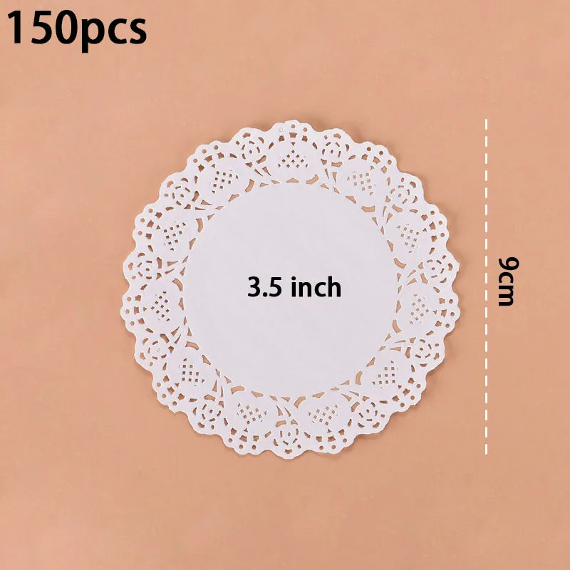 150 Runde Papier Spitzendeckchen Weiß Party Deko Tischsets Backzubehör
