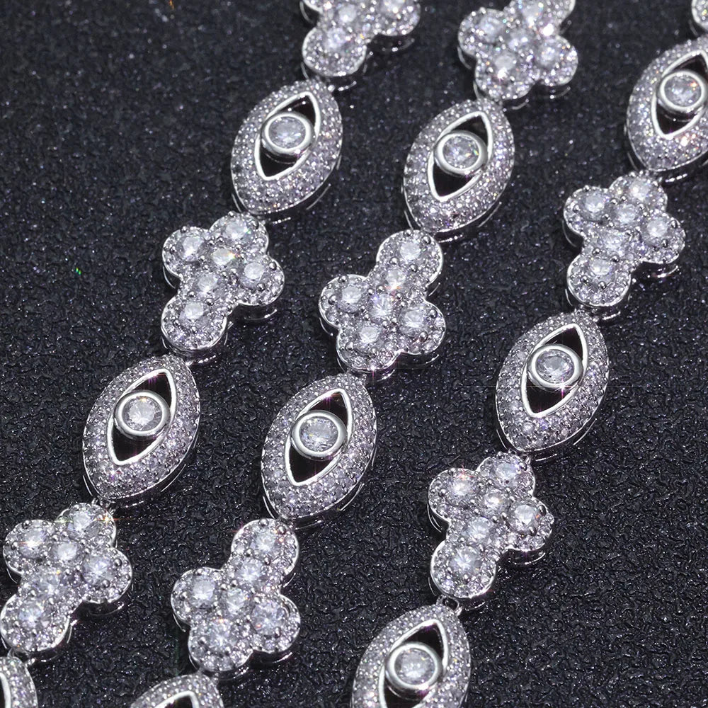 Bling Eye Kreuz Halskette für Damen & Herren – Vergoldet 5A Zirkonia