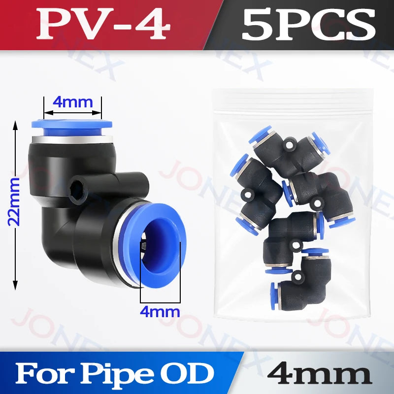 5er Set Pneumatische Schnellkupplung 4-10mm Push-in Verbindung für Luft