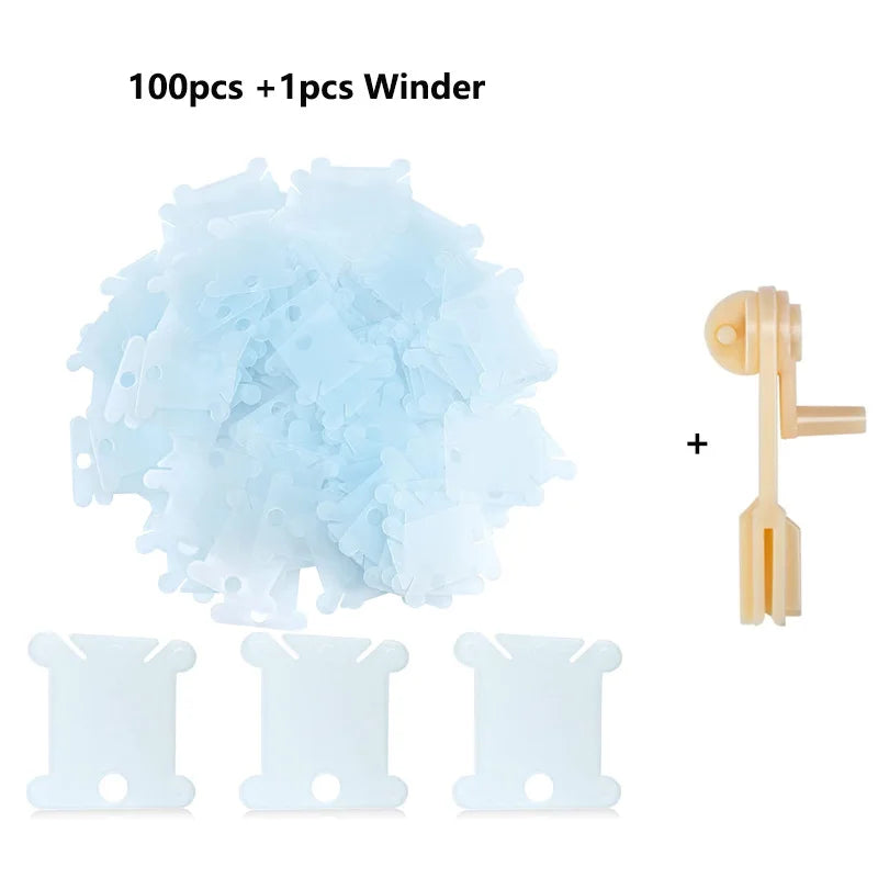 Kunststoff Zahnseide Spulen mit Wickler Kreuzstich Karte Fadenhalter Set