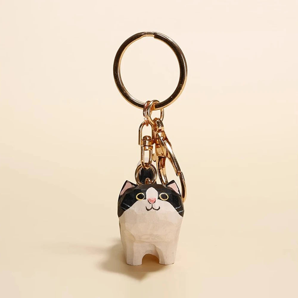 Handgeschnitzte Katzenfigur Holz Deko Regal Schreibtisch Geschenk