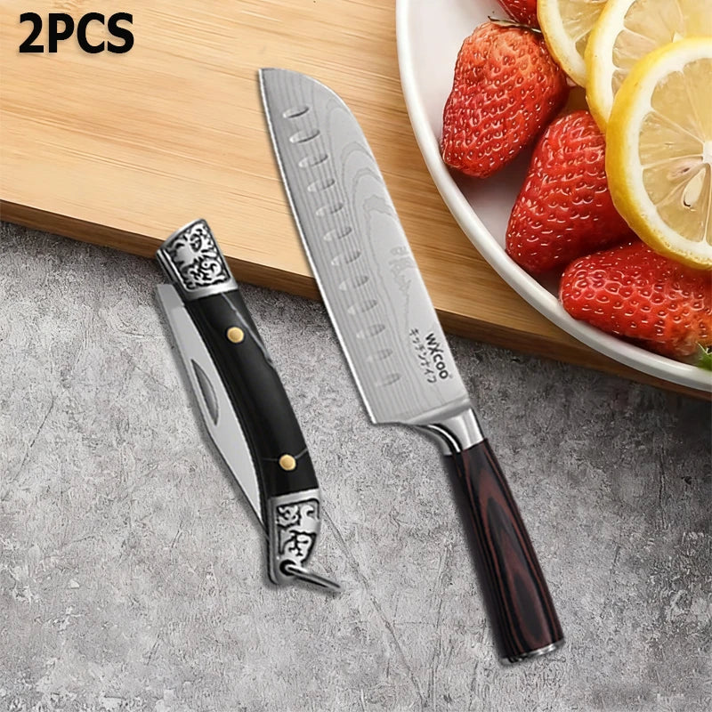 Edelstahl Santoku Küchenmesser Set mit Fischschere und scharfer Klinge