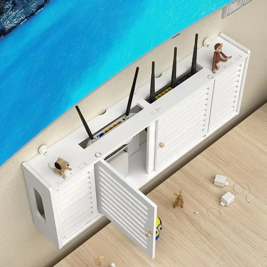 WLAN-Router-Rack Wandmontage Weiß – staubdicht, platzsparend & kabelorganizer