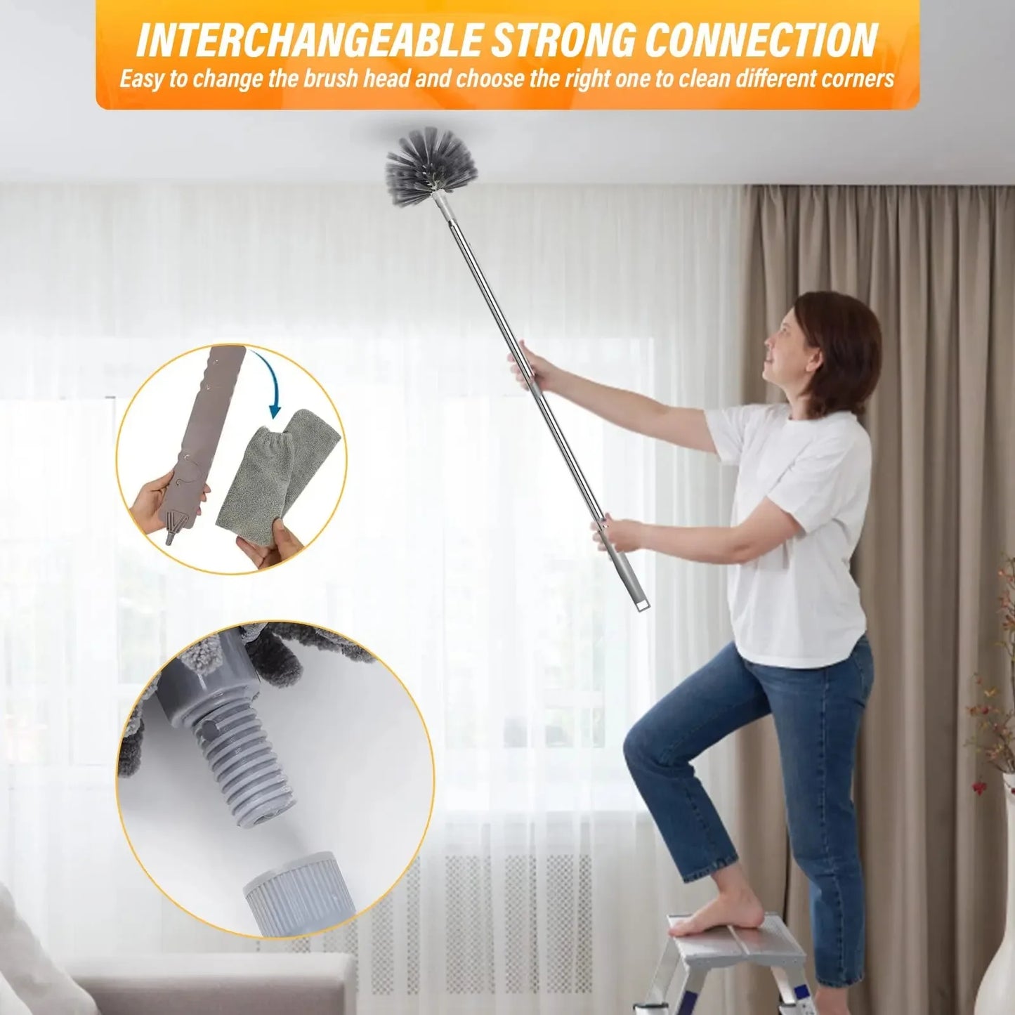 Mikrofaser Staubtuch mit ausziehbarem langen Stiel für Reinigung Zuhause