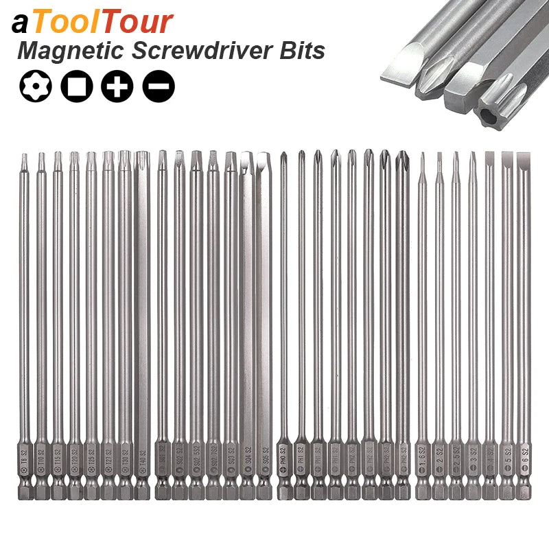 Lange magnetische Schraubendreher Bits Set 1/4 Zoll Sechskantschaft