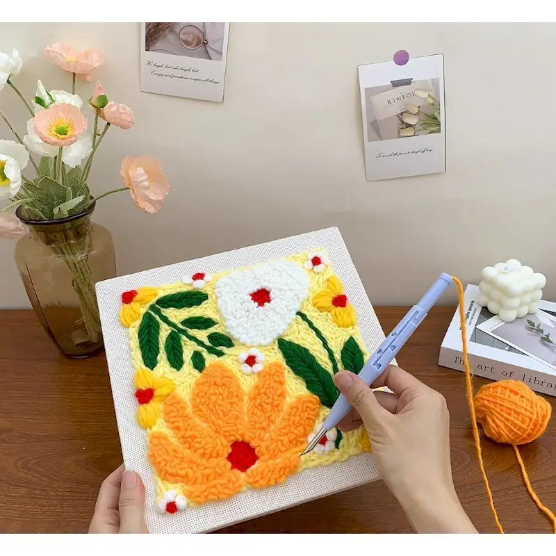 Blumen Stanznadel Set mit Rahmen zum kreativen Basteln und Gestalten