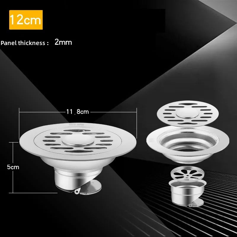 Edelstahl Bodenablauf mit Haarfänger Geruchshemmend für Dusche und Bad