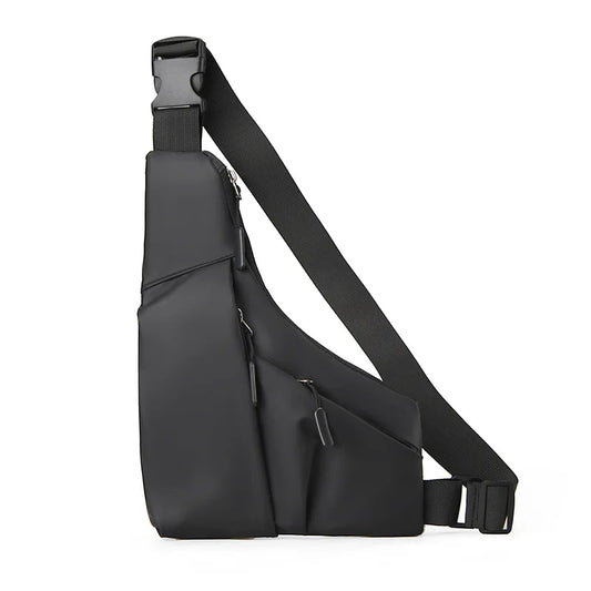 Sicher - Leicht: Anti-Diebstahl Brusttasche Herren aus wasserdichtem Nylon, Schwarz/Grau