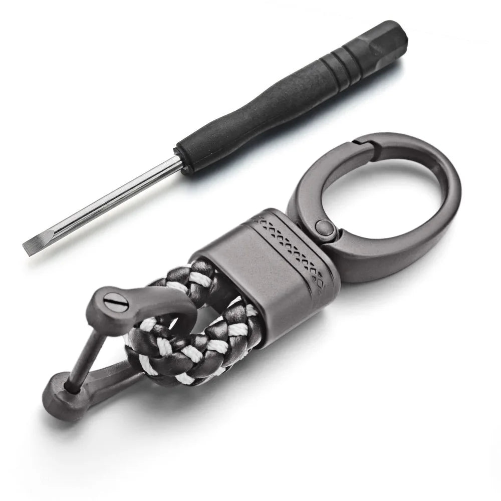 Leder Seil Schlüsselanhänger mit Hufeisen Schnalle und Metallring