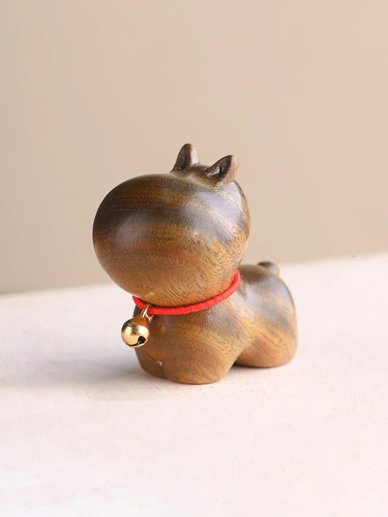 Handgeschnitzte Tierfiguren aus Naturholz – Katze & Hund Miniatur Deko